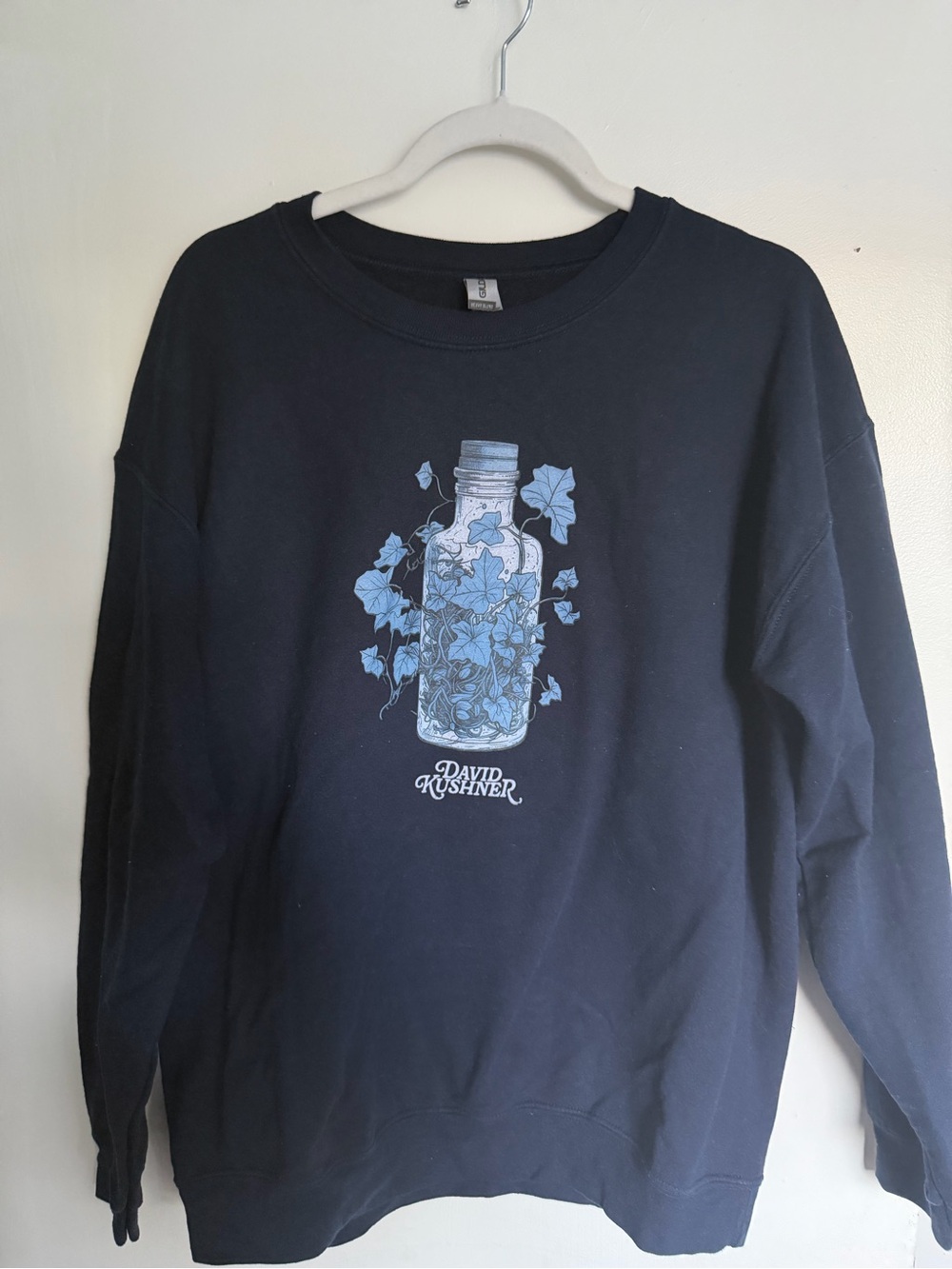 DAVID KUSHNER DAYLIGHT MERCH Gildan Navy Crewneck Sweatshirt